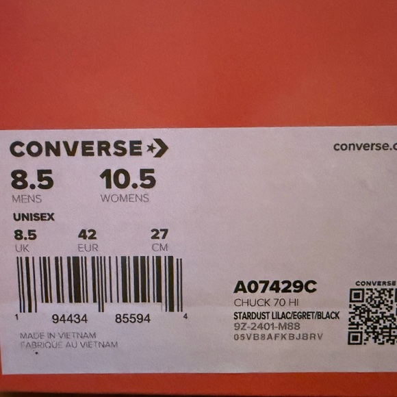 Converse Chuck 70 HI in Stardust-Lilac/Egret/Black - Picture 7 of 8